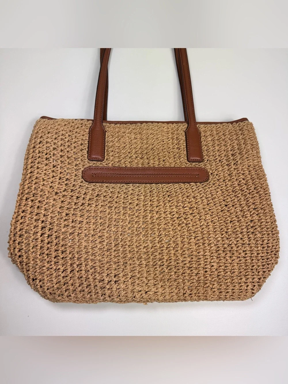 BRIGHTON POSIE RAFFIA CROSSBODY BUCKET BAG WHEAT-MULTI